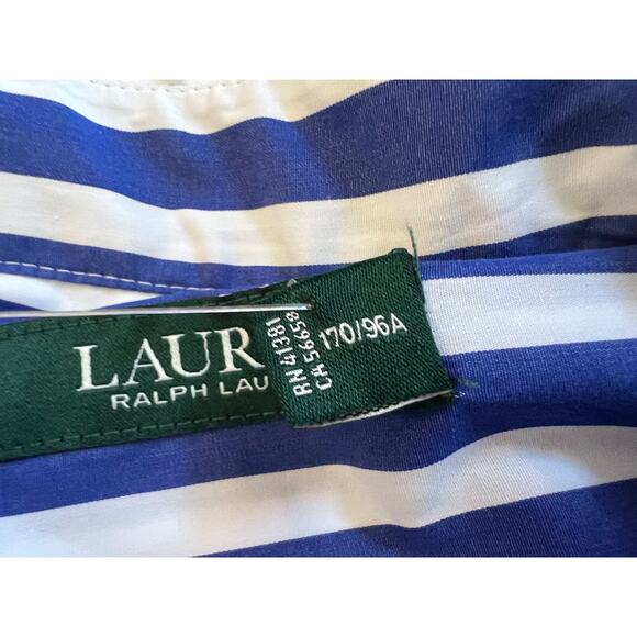 Lauren Ralph Lauren Women's Long Sleeve Blue White Stripe Shirt Size PL NWT - Picture 9 of 16